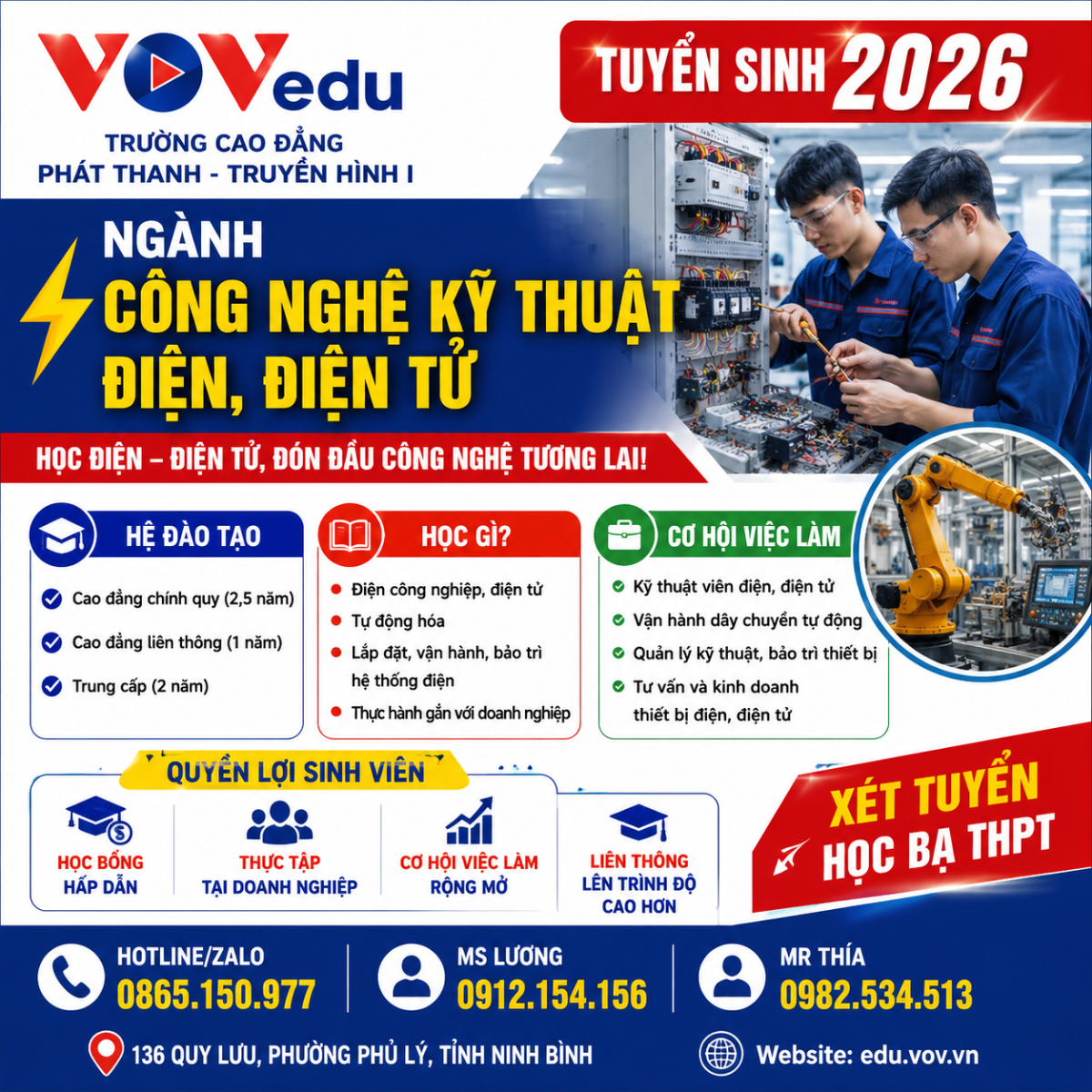 Tuyển sinh ngành Công nghệ Kỹ thuật Điện, Điện tử năm 2026 – Cơ hội nghề nghiệp rộng mở trong thời đại công nghệ